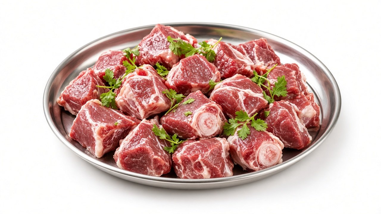 Fresh goat curry cut — live-cut at Thaaza